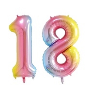 2 Chiếc 32-Inch Rainbow Gradient Nhiều Màu Sắc Số Bóng Bay Trang Trí Tiệc Sinh Nhật 10 11 16 18 60 S