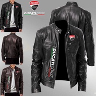 Autumn Winter Fashion Men Classic Casual Motorcycle Leather Jackets Ducati Corse Coat Men Fashion Business Jacket Coats Cool Faux Leather Jackets