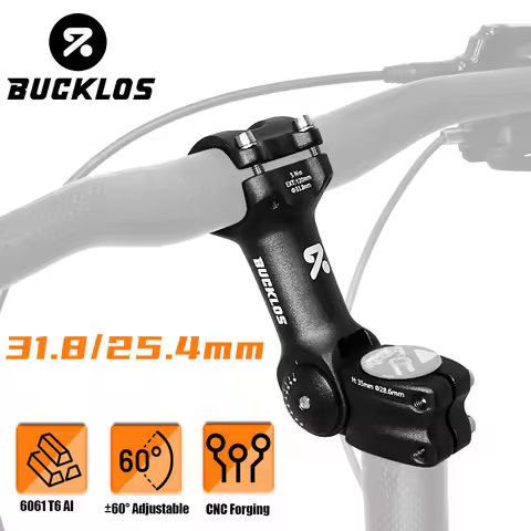 BUCKLO Bike Stem Adjustable 60 Degree Bicycle Stem Riser 100mm/120mm/140mm Front Fork Stem for 25.4m
