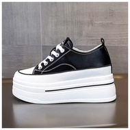 Giày thể thao nữ thời trang độn đế dày cao 8cm giày da phối 2 viền tăng chiều cao ( mã giày cao cao 