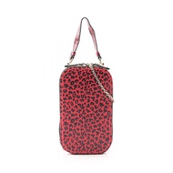 【二手】迪奧 Lady Dior 手提包，帶手機套，RED/黑豹紋皮革，女士，二手