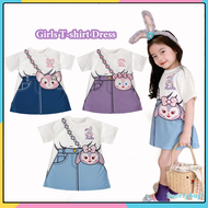 SWEETY 2-8Yrs Girls Dress Kids T-shirt Cartoon Skirt Baju Budak Perempuan Dresses