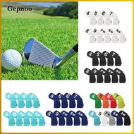 Gepnoo 9x Golf Iron Headcover Set, Protector Golf Club Head Cover 4,5,6,7,8,9,PW,SW,AW PU with Big N