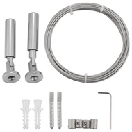 Wall Mount Curtain Wire Rod Set for Art Display - Stainless Steel Photo Hanging Wire Clothesline Wire Window Curtain Tension Wire Multi- Crafts (5 Meter)