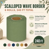 6 Rolls Scalloped Bulletin Board Border Waterproof Wave Edge Wall Trim 6cm x 12m Boho Colors Classro