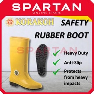 Korakoh 7000 Yellow Rubber Boot Highcut Industrial Waterproof Safety Rain Boot With Inner Fabric Lin