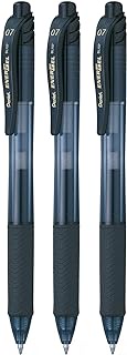 Pentel Roller Gel Energel X 0.7 BL107 Rollerball Pen - Black (Pack of 3)