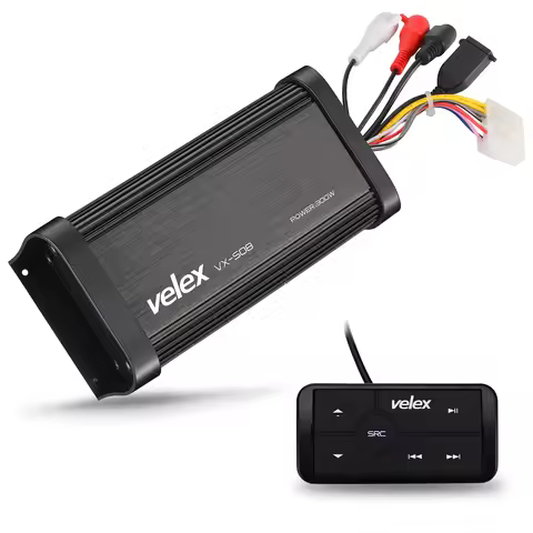 Marine Bluetooth Class D Amplifier 150×2 Channel Peak @40hm Speaker with Wired Remoto,Bridgeable to