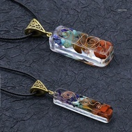 san* Energy Orgonite Hex Chakra Necklace 7 Chakras Crystals Stones Pendant Necklace