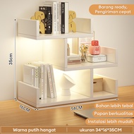 Rak Buku Kayu Meja Mini Rak Buku Meja Belajar Kayu Susun Rak Desktop Storage Rak Organizer Dengan La