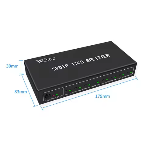 New Style SPDIF/TOSLINK Digital Optical Audio Splitter 1x8 Audio Amplifier Support DTS/Dolby With Po