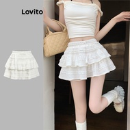 (LIVE STREAM SALE) Lovito Casual Plain Ruffle Hem Skirts for Women L88AD161