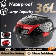 36L Robocop Double Layer Motorcycle Storage Box With Red Reflector Motor Box Belakang Motor Storage 
