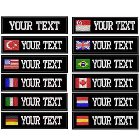 Custom Name Embroidery Patch Army Black patches US Brazil France UK Country Flag Personalized For Ja