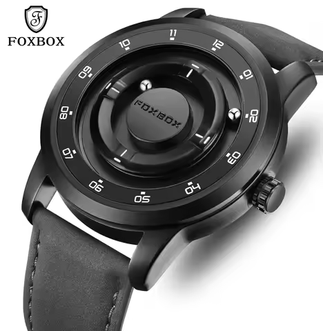 FOXBOX Watch Planet Design Fashion Floating Magnetic Pointer Free Ball Bearing Creative Simple Water