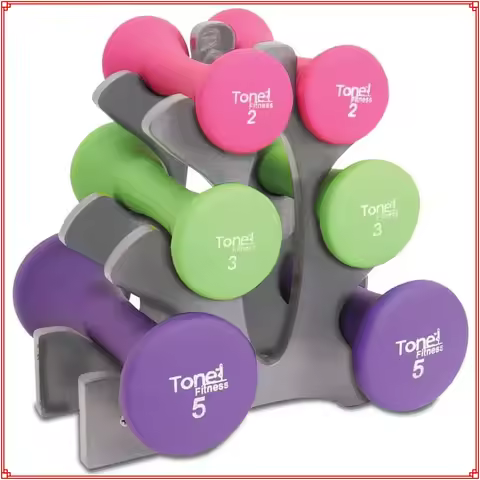 20lb Dumbbell Set Hourglass Design - Neoprene with A-Frame Rack - Non-Slip Grip for Home Gym & Stren