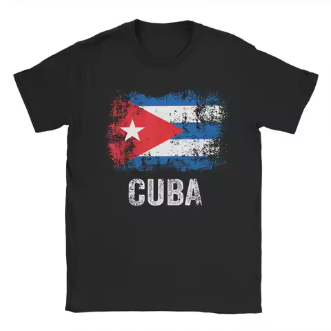 Cuban Vintage Cuba Flag T-Shirt Mens Y2K Retro Cotton T-Shirts Summer O-Neck Trendy Cool Tees Loose 