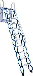 Loft Ladder Alloy W/Armrests Pulling Down from Wall Folding Ladder Non-Slip Steps Step Ladder Load 8