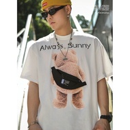 HappyFamily men's short-sleeved T-shirt with Always Sunny Bear Pattern, premium 100 cotton fabric