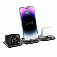 GOOJODQ 5-IN-1 Wireless Charger for iphone iWatch airpods Fast PD Charging Station Alarm Clock with 