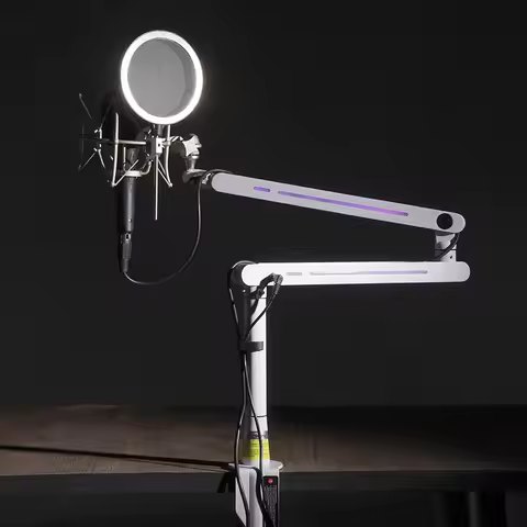 RGB Microphone Bracket Microphone Arm Stand Rotatable Suspension Boom Scissor Stand