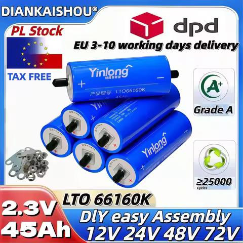 Yinlong LTO 66160K Power Cell 2.3V 45Ah 10 Discharge Lithium Titanate Battery for DIY Car Audio And 