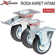 HITAM Salee Xander Trolley Wheels 5 inch Trolley Wheels Cart Wheels Showcase Black Rubber Wheels