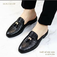 Men's leather shoes with full body print, gold bell belt, rubber sole party shoes, code g83