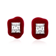 [With Box] HEFANG HEFANG Fleece Snow Cube Sugar Earrings Niche Design Earrings Earrings