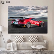โปสเตอร์ซุปเปอร์คาร์ Ferraris 488 GT3 EVO รถสปอร์ตสีแดงภาพพิมพ์ศิลปะติดผนังผ้าใบวาดภาพที่ทันสมัยของต