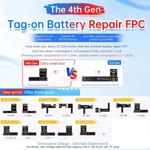 JCID 4th Gen Tag-on Battery Repair FPC for iPhone 11-15 Pro Max