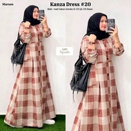 kanza dress #20 gamis cantik motif kotak kancing busui saku samping
