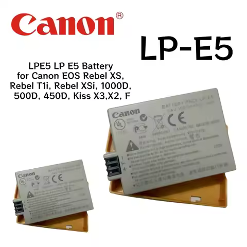 Original Canon LP-E5 LPE5 LP E5 Battery for Canon EOS Rebel XS, Rebel T1i, Rebel XSi, 1000D, 500D, 4