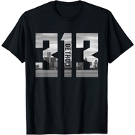 Vintage Detroit Michigan 313 Area Code Skyline T-Shirt