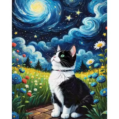 GATYZTORY Coloring By Number Cat Kits Home Decoration Pictures Painting By Number Sky Scenery HandPa