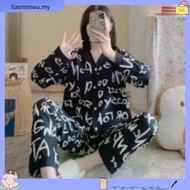 360 Outfit Pajamas Cantik Pyjamas Women Long Sleeve Silk Sleepwear Pajamas Baju Tidur Perempuan Wani