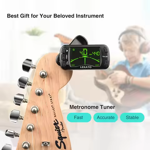Professional Clip-On Tuner & Metronome - 3-In-1 Multifunction with Bright Lcd for Live Performance a