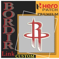 MERAH HP-447 RED HOUSTON ROCKET R HOUSTON LOGO EMBROIDERY PATCH