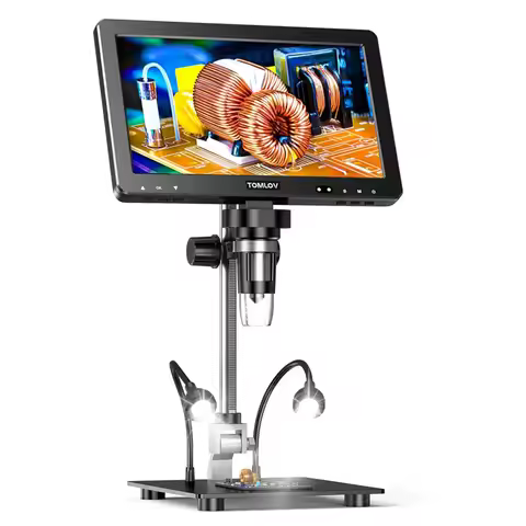 TOMLOV DM9 Max 10.1" Digital Microscope 1500X 20MP Coin Microscopio HD IPS HDMI Magnifier Soldering 