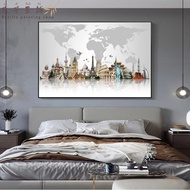 World famous tourist attractions Eiffel Tower Statue of Liberty architecture landscape printing canv