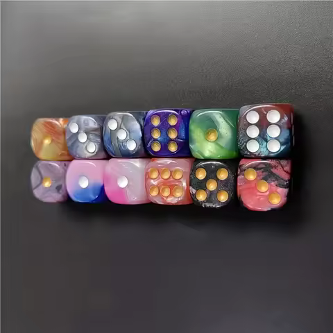 12 Pcs/set Of 16mm/0.63in Two-color Dice Puzzle Game Color Dot Acrylic High-quality Dice Fun Enterta