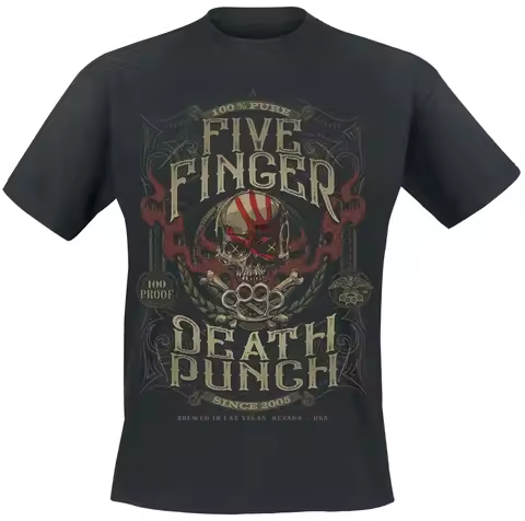 2026 Summer Five Finger Death Punch Cool Heavy Metal Skull Graphic Tee Vintage Rock Vibe Cotton T-Sh