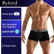 Byford (2 Pcs) Seluar Dalam Lelaki | Byford Mens Microfibre Spandex Shorty Brief Underwear Assorted 