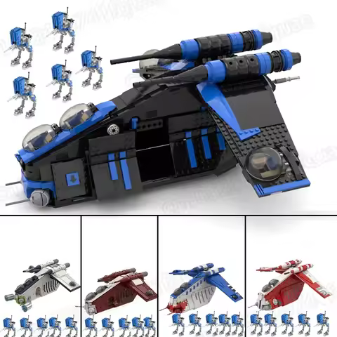 Customize 1602 Parts 501st Shadow Legion Republic Gunship Mod of Set LAAT Muunilinst 10 Gunship MOC 