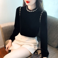 Gold Velvet Bottoming Shirt Half Turtleneck 2024 Long Sleeve All-Match Top Fashionable z10.27