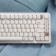 Minimalist white Glossy Keycaps MOA profile Ceramic texture Round for Mechanical Keyboard