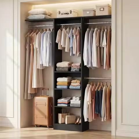 4FT Closet System for Small Space, 80"H, Black