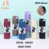 SUS304 Thermos Tumbler Bottle 550ML Flask Water Bottle Straw Sport Bottle - Botol Termos Flask Air