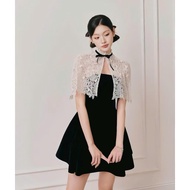 D42 BIGSIZE VELVET DRESS + LACE BOW