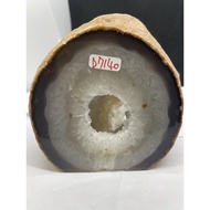 D7140 Natural Crystal Raw Ore Agate Small Cave With Leather Ornaments